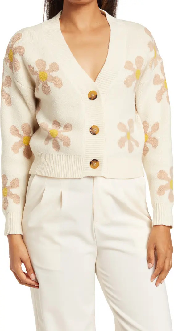 T Tahari Daisy Jacquard Crop Cardigan | Nordstromrack | Nordstrom Rack