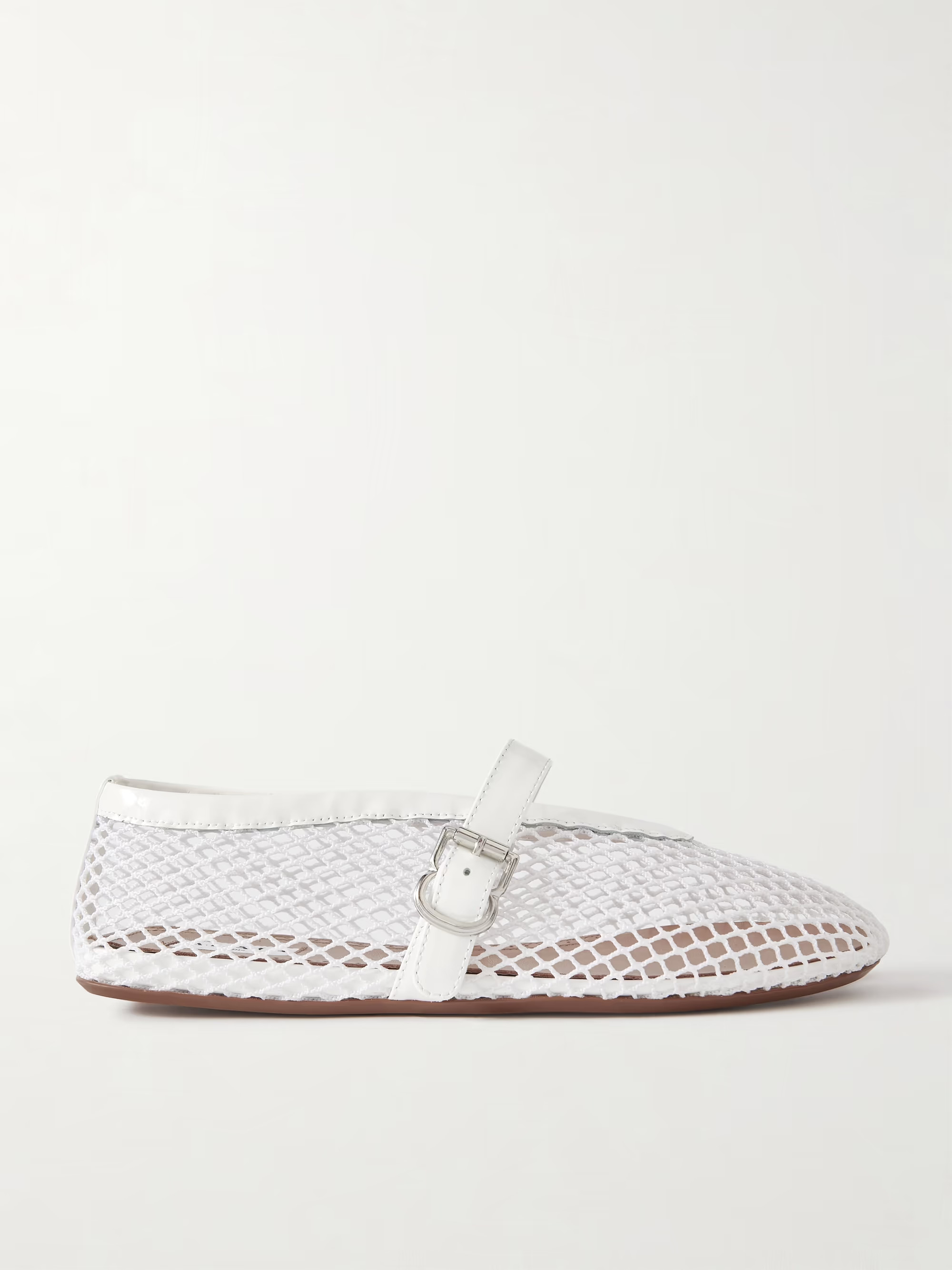 Patent leather-trimmed mesh ballet flats | NET-A-PORTER (US)