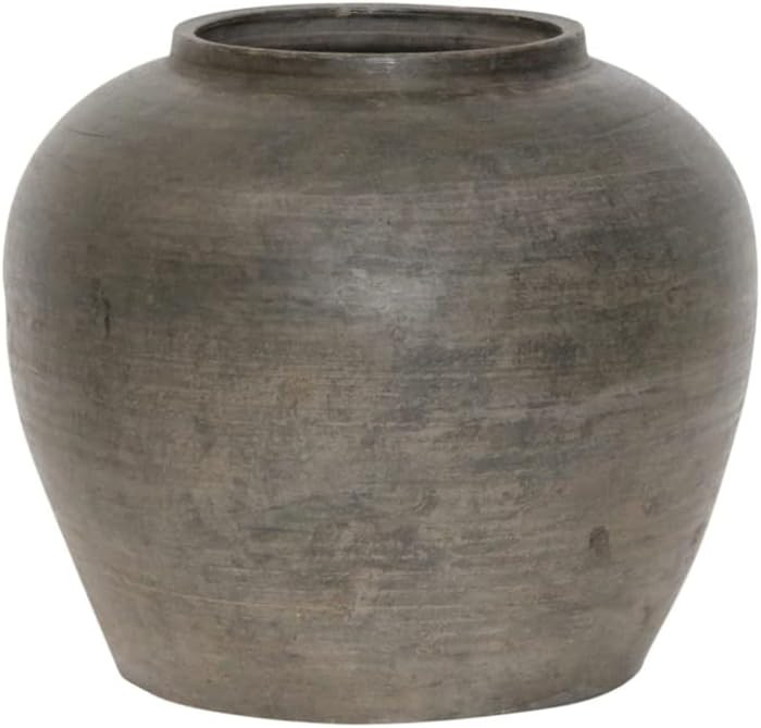 Artissance Rustic Vintage Pottery Jar, Charcoal Gray Handmade Vase, Farmhouse Decorative Accent, ... | Amazon (US)