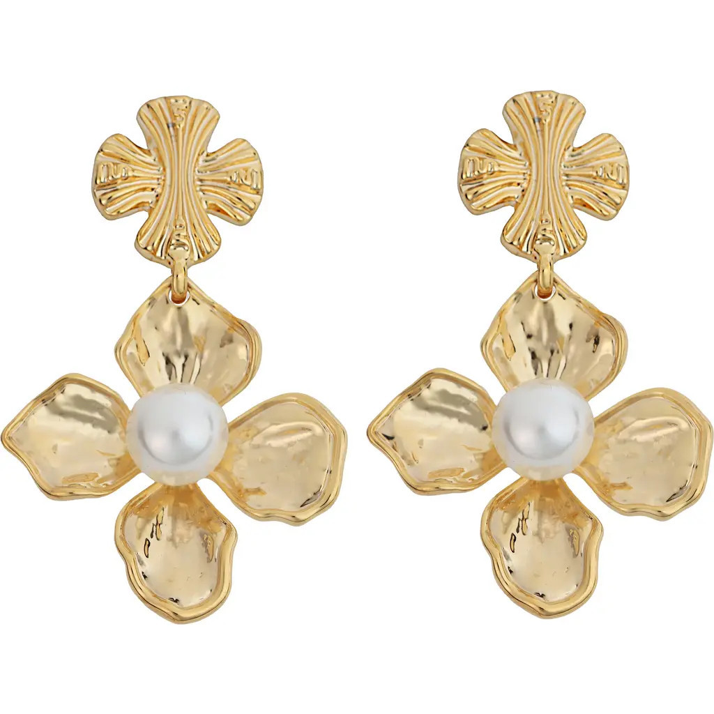 Panacea Flower Faux Pearl Drop Earrings in White at Nordstrom | Nordstrom