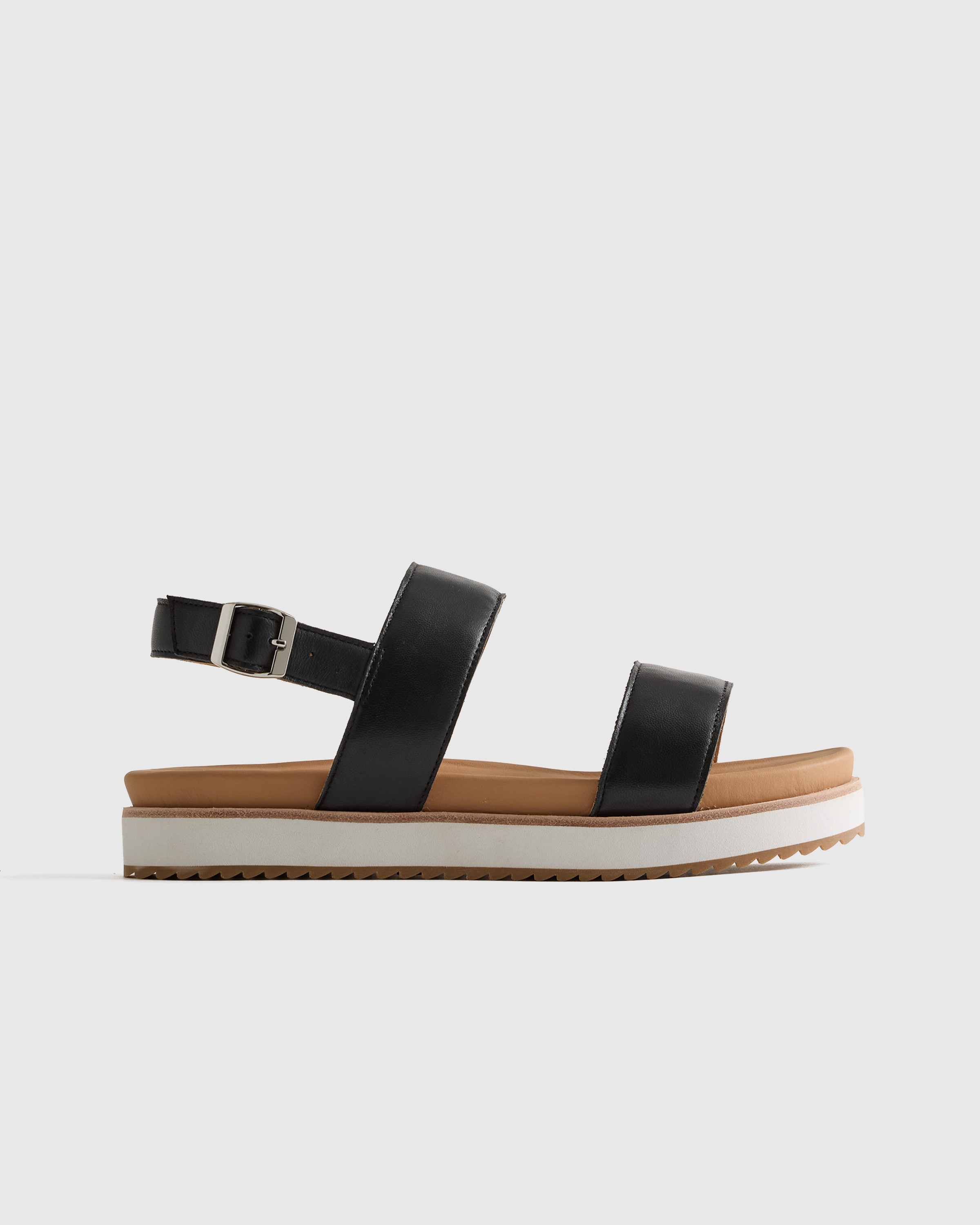 Quince | Women's Italian Leather Platform Sandal in Black, Size 5 | Quince