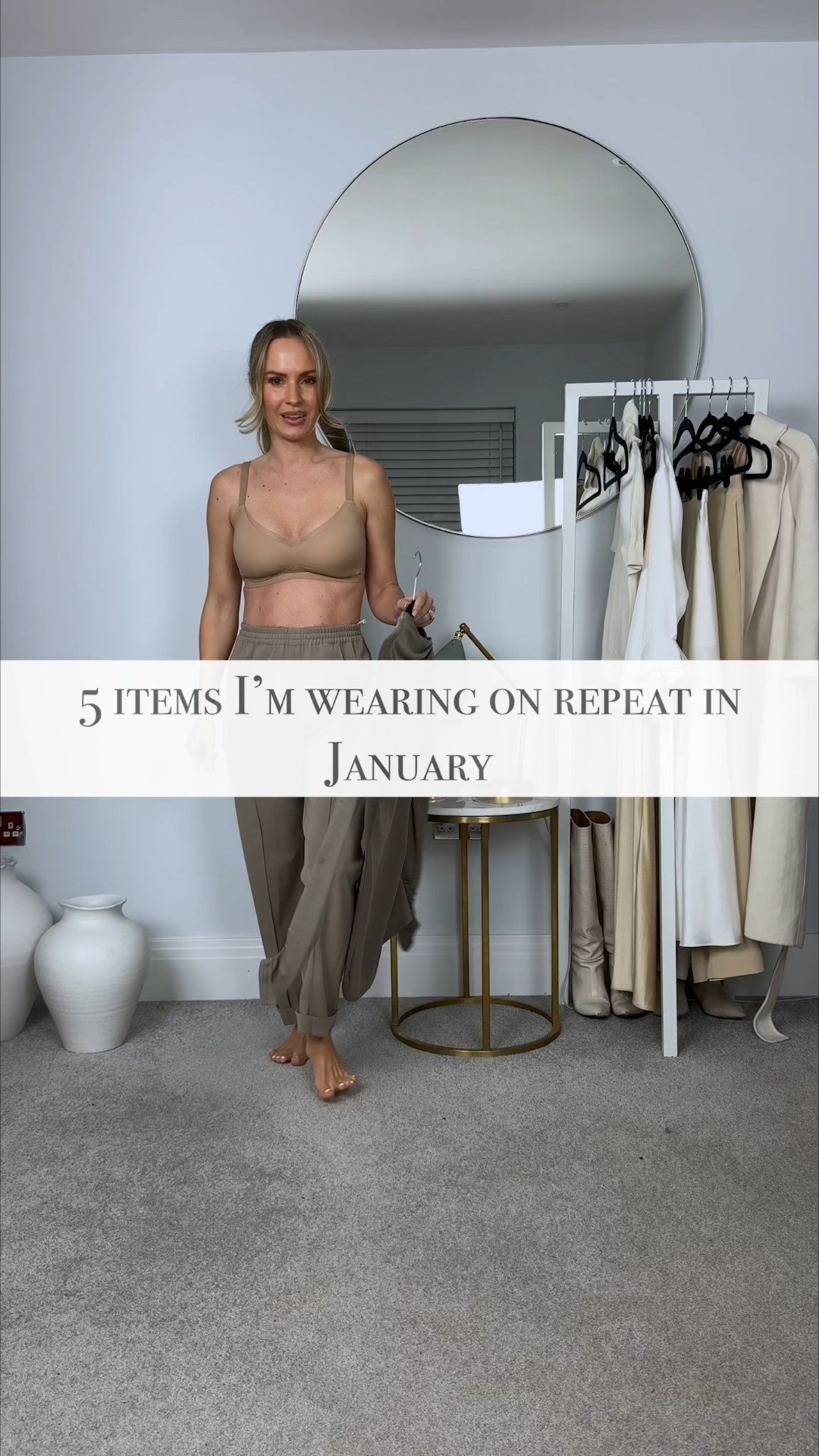 5 items I’m wearing on repeat in January

I always do my best to choose pieces I can wear for as much of the year as possible, but these are the ones I’m reaching for most this month.
	1.	This structured top by @fabrique.official. The epitome of an elevated basic - both comfortable and elegant.
	2.	A gold bangle by @mam that is the perfect understated statement. I love wearing it over jumper, shirt, and dress sleeves, and even on top of gloves.
	3.	My bag by @demellierlondon. The perfect small “big” bag. It fits a lot without looking bulky or overpowering.
	4.	Of course, my new @hermes riding boots (will I ever take them off?). The most comfortable way to look chic.
	5.	This 100% wool coat by @selfwhoofficial. The shape and details of this coat are perfection. It also proves you don’t need plastic to make a great coat.

🤍You can find the items I’m wearing in my link in bio, or just comment “link” and I will DM the links to you 🤍

…and if you are ready to start your own wardrobe journey, I suggest you begin with the 7 day wardrobe reset. Just comment “reset” and I will send you a dm. (Use the code “FIRST40” for 40% off)

#tessmontgomery #wardrobeexpert #elegantoutfit #oldmoneystyle

#LTKSeasonal #LTKgrwm #LTKOver40