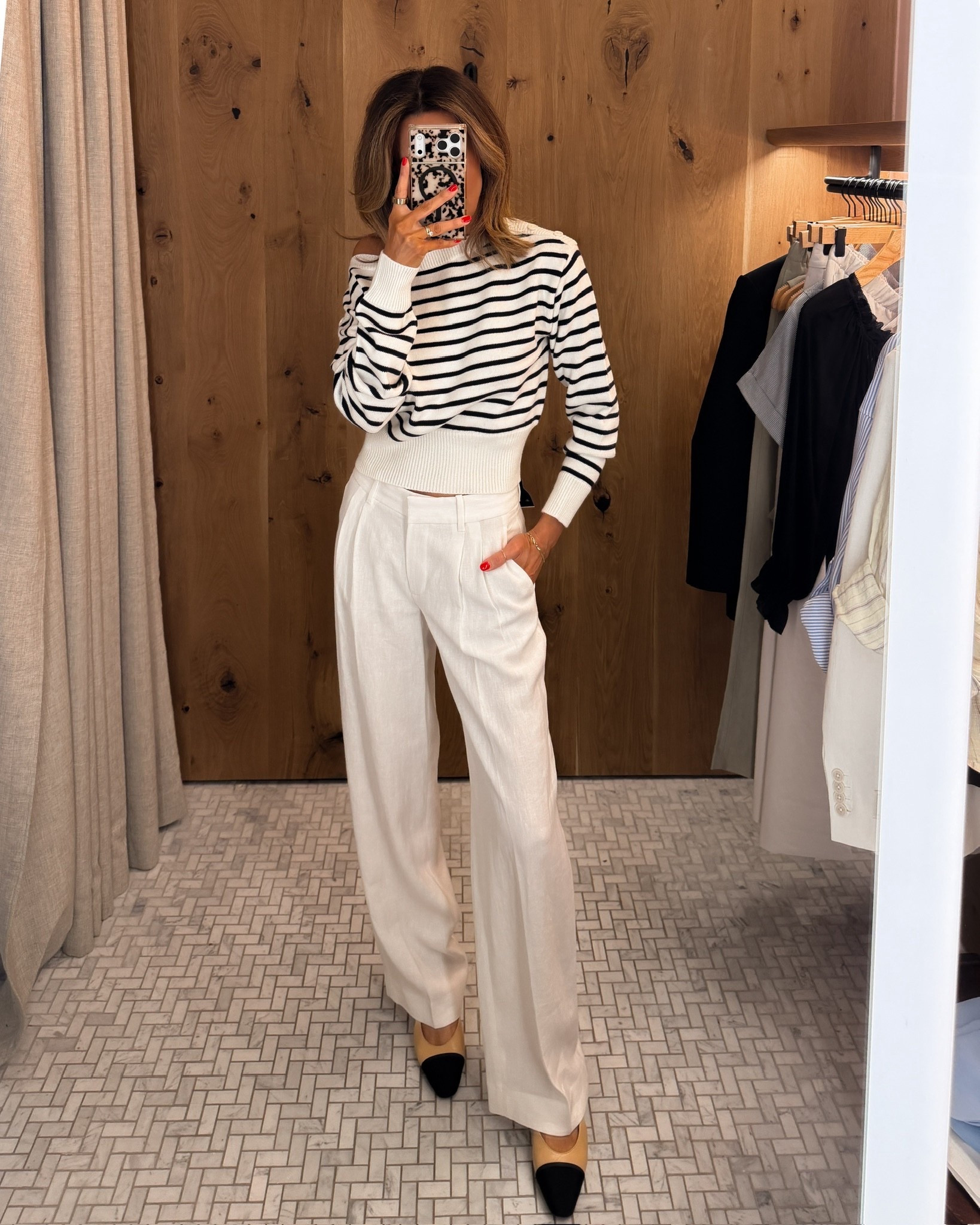 This look is giving coastal vibes but I love a look that can be worn for so many occasions, even the office! I sized up to an s on the sweater for an off the shoulder look. These linen pants fit tts with a low waist tailored look! 

#LTKWorkwear #LTKootd #LTKSeasonal