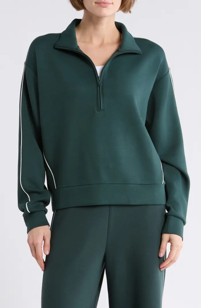 Z by Zella Whisper Piped Knit Quarter Zip Sweatshirt | Nordstromrack | Nordstrom Rack