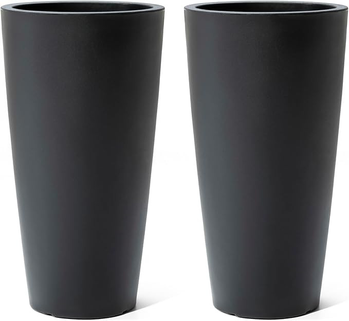 Step2 Tremont Tall Round Tapered Planter, 28" Tall 2-Pack, Indoor/Outdoor Plants, Efficient Drain... | Amazon (US)