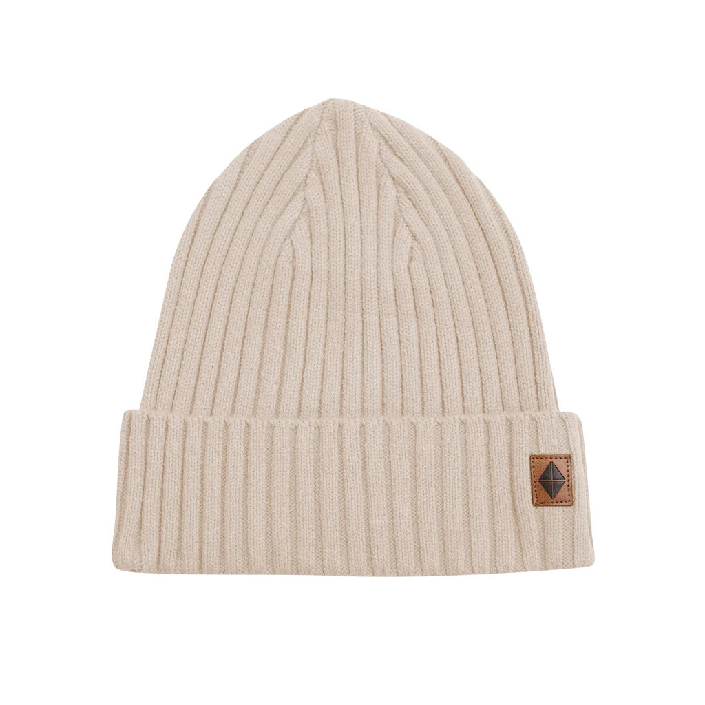 Chunky Knit Adult Ribbed Beanie in Almond | Kyte BABY