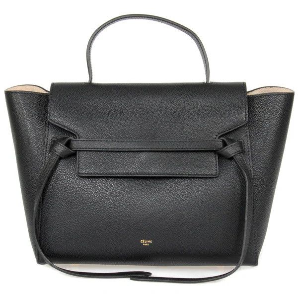 Celine Belt Medium Black Grained Leather Shoulder Handbag | Bed Bath & Beyond