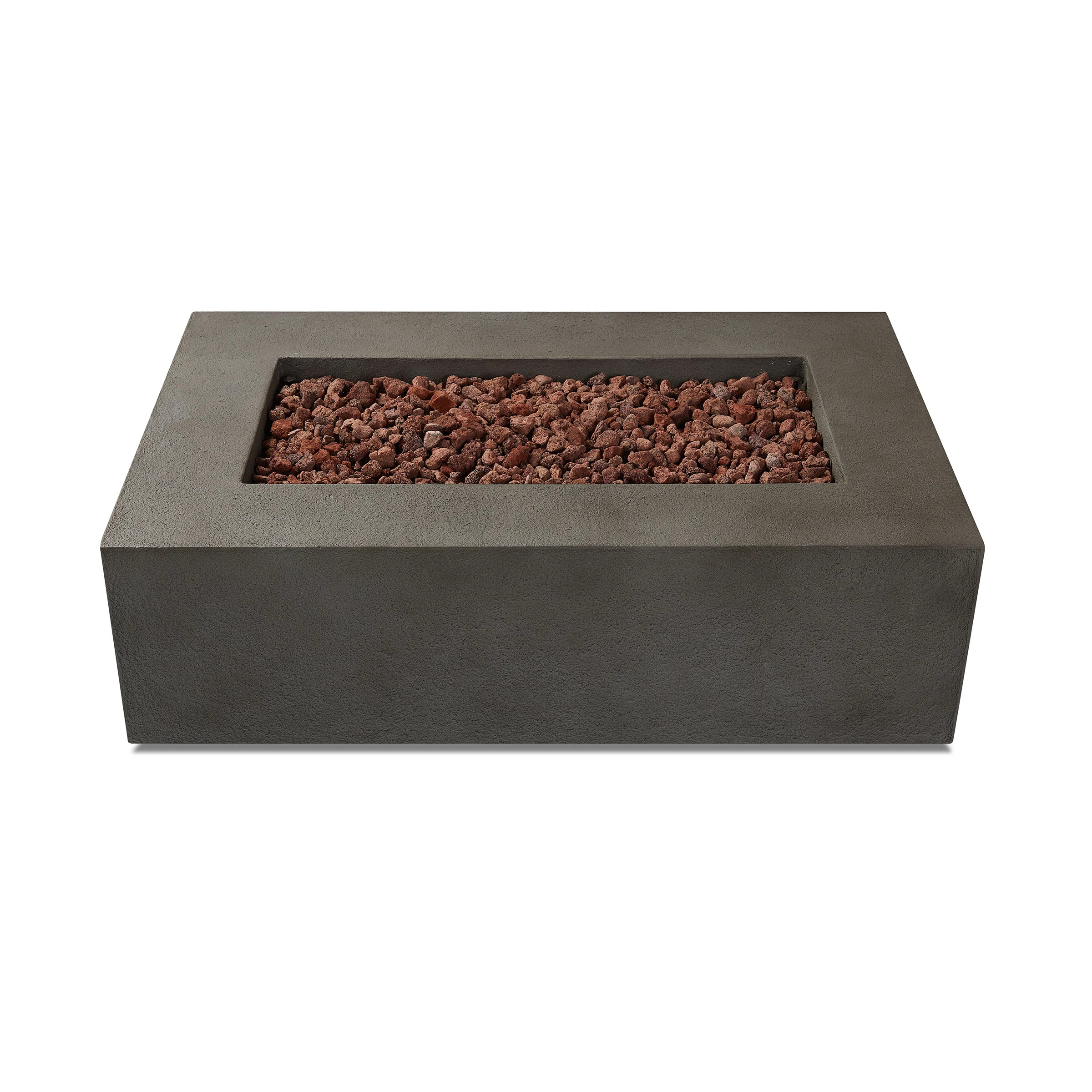 BALTIC 15.5" H x 50.5" W Concrete Natural Gas Outdoor Fire Pit Table with Lid | Wayfair North America