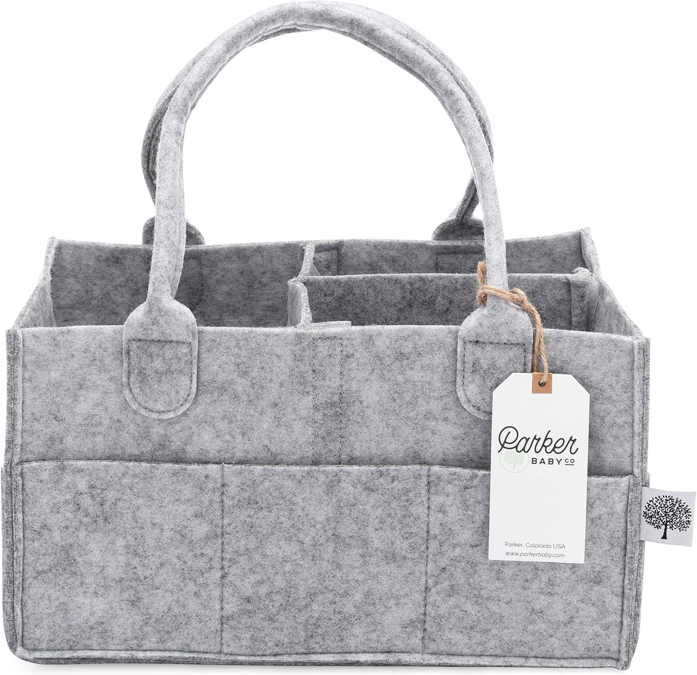 Parker Baby Diaper Caddy - Nursery Storage Bin and Car Organizer for Diapers and Baby Wipes - Grey | Amazon (US)