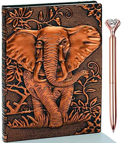 3D Elephant Vintage Leather Journal Writing Notebook with Pen Set,Antique Handmade Leather Daily Not | Amazon (US)