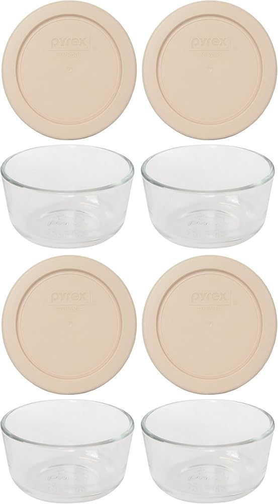 Pyrex (4 7202 Glass Bowls & (4) 7202-PC Blush Lids Made in the USA | Amazon (US)