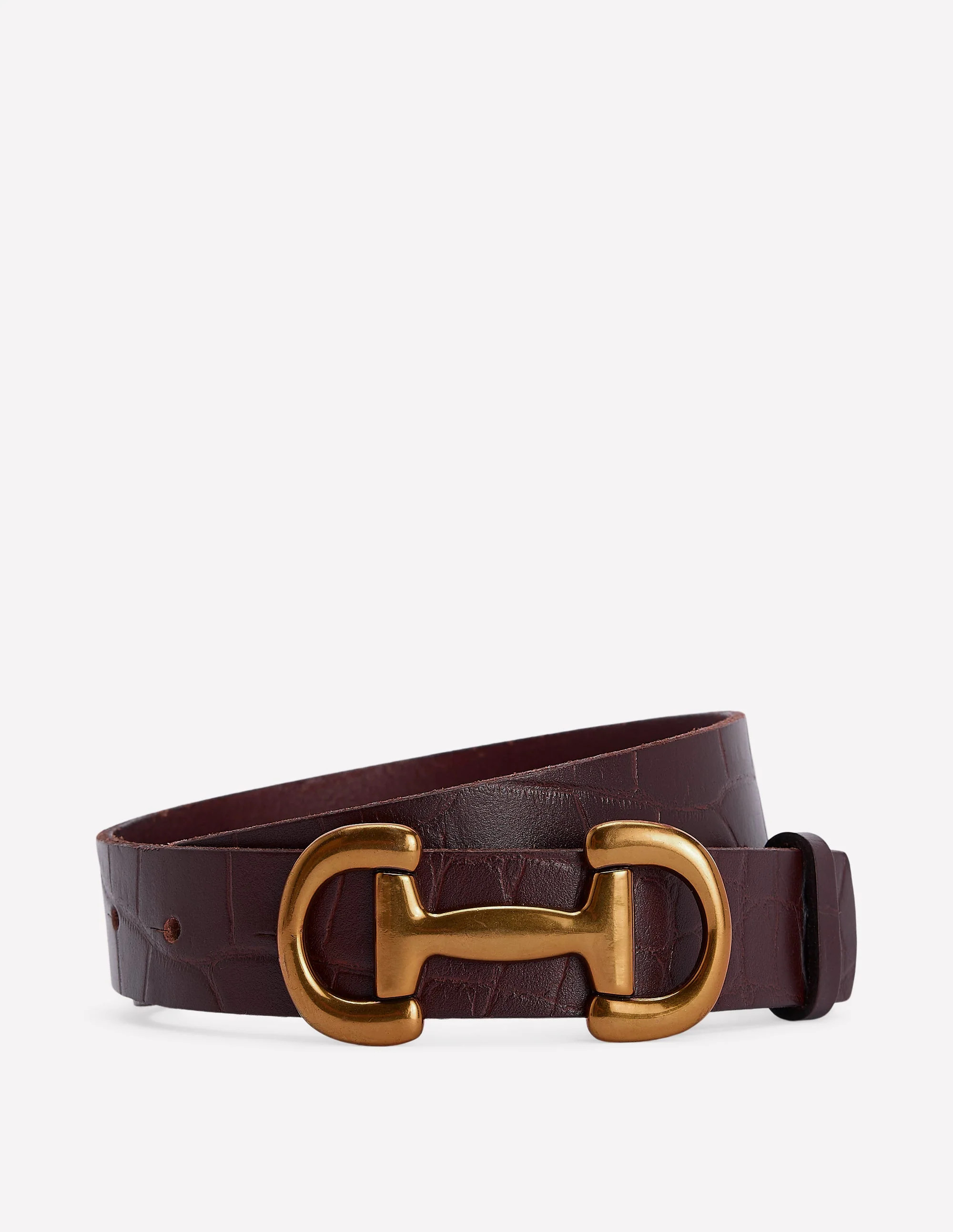 Iris Snaffle-Trim Leather Belt-Croc | Boden (US)