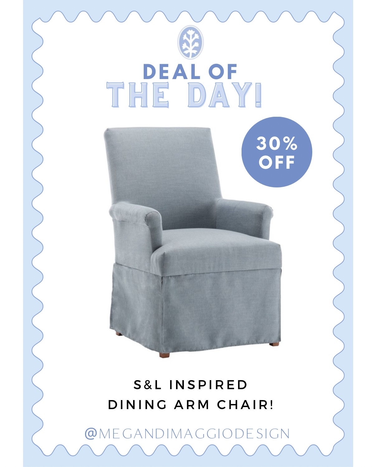 Major deal of the day on this Serena & Lily inspired blue dining arm chair!! Looks so similar to their Ross skirted armchair but this look for less is 30% OFF making it under $175!! 🤯

#LTKSaleAlert #LTKHome