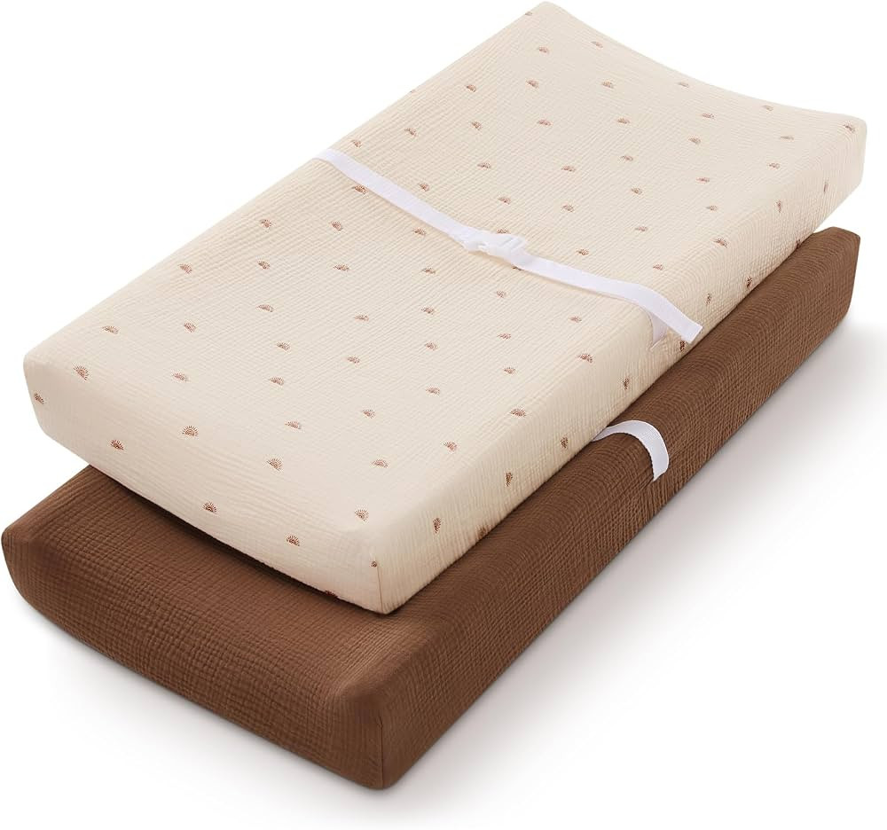 Muslin Changing Pad Cover for Baby Girls Boys, Cotton Natural Comfort Diaper Change Table Pad Cov... | Amazon (US)