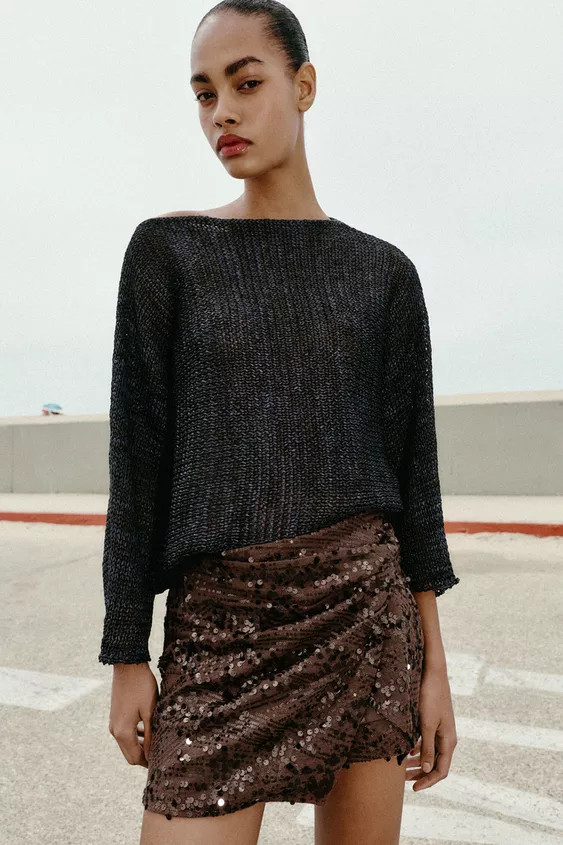 SEQUIN MINI SKORT WITH KNOT | Zara UK