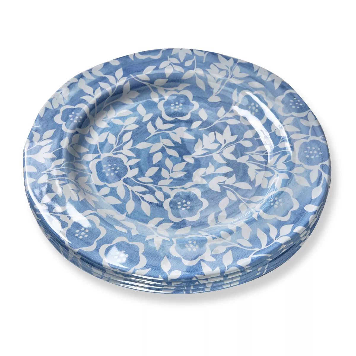 TAG 11 in. Cottage Blue White Flower Melamine Plastic Dinnerware Plates Set of 4 Dishwasher Safe ... | Target