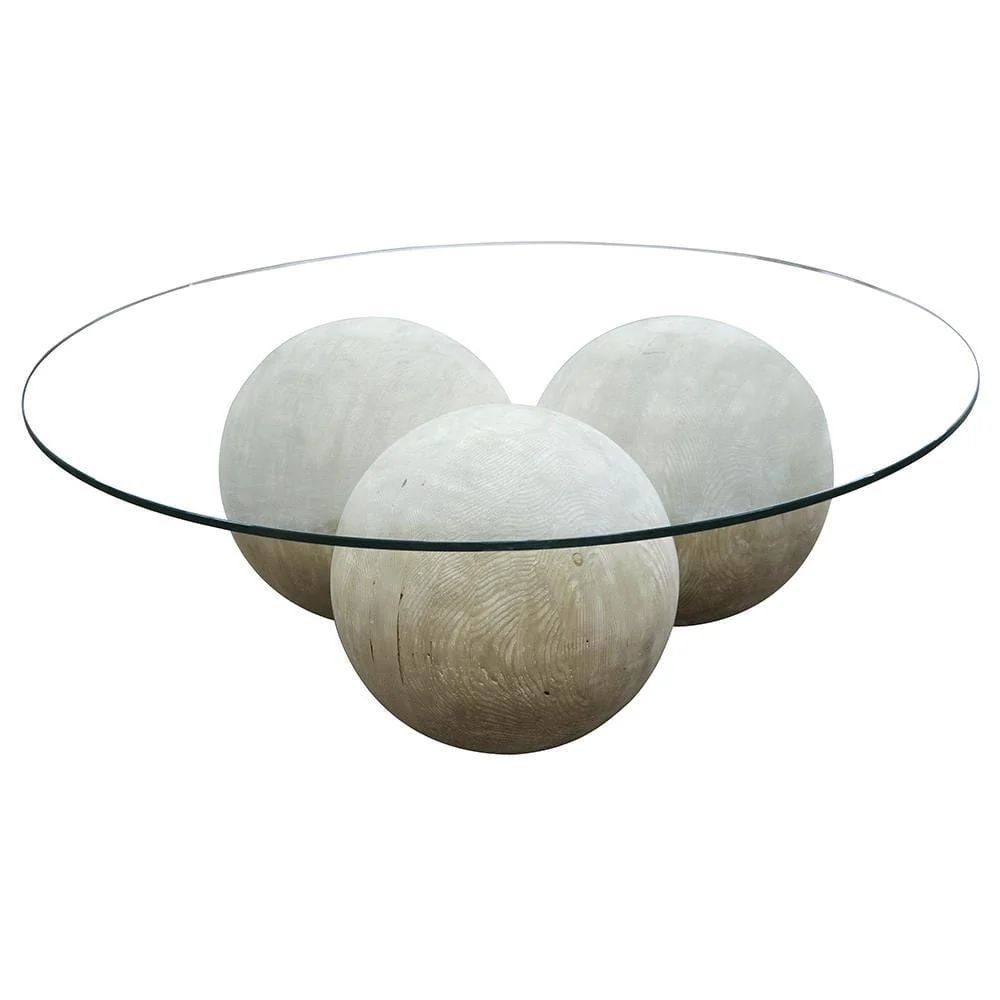 Allium Coffee Table With Glass Top - Gray Wash | Alchemy Fine Home