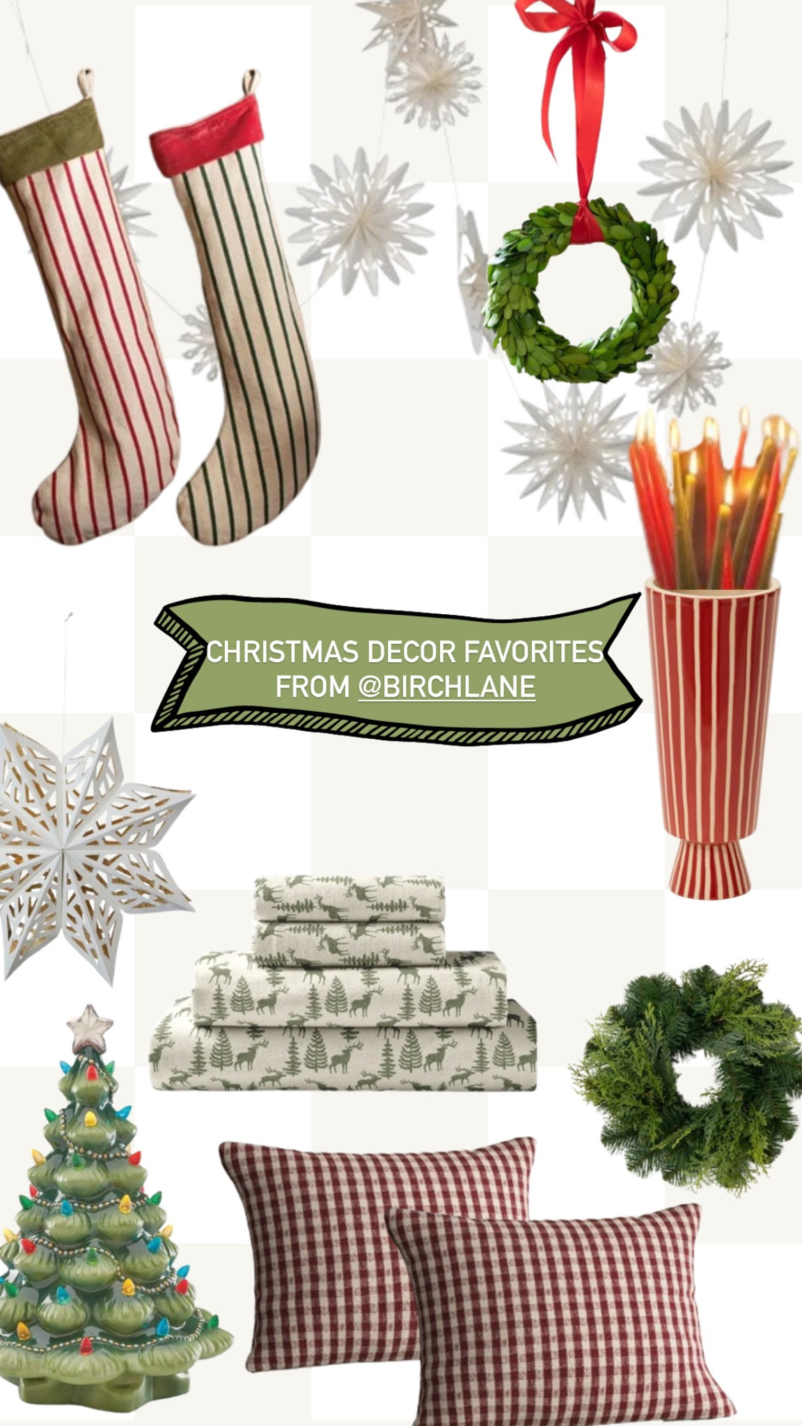 All my favorite Christmas decor finds from Birch Lane! 

I snagged a few mini wreaths, the red gingham pillows, the striped vase, and paper snowflakes to add more whimsy to my holiday decorations this year. ☃️🎄❄️🕯️

@BirchLane #birchlanepartner #mybirchlane

#LTKHoliday #LTKHome #LTKSeasonal