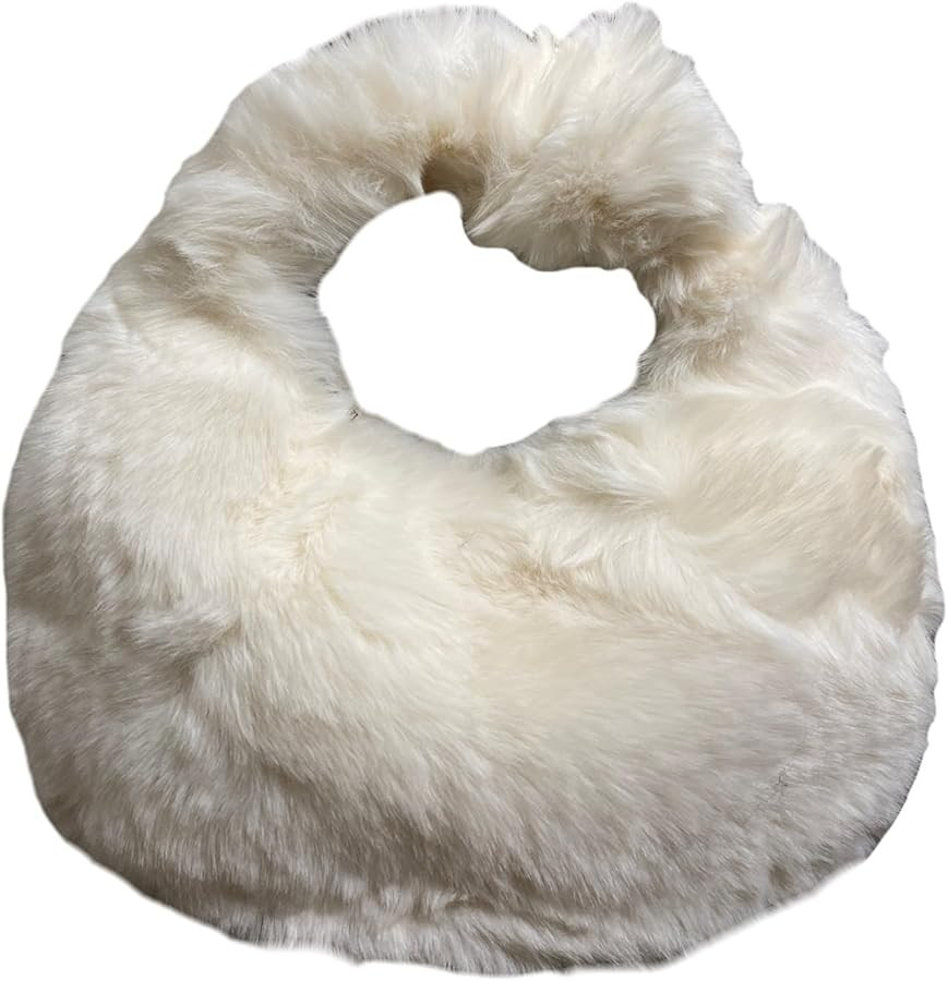 XPONNI Fuzzy Dumpling Bags, Cute Fluffy Y2k Handbags, Soft Knotted Faux Fur Bags with Zipper | Amazon (US)