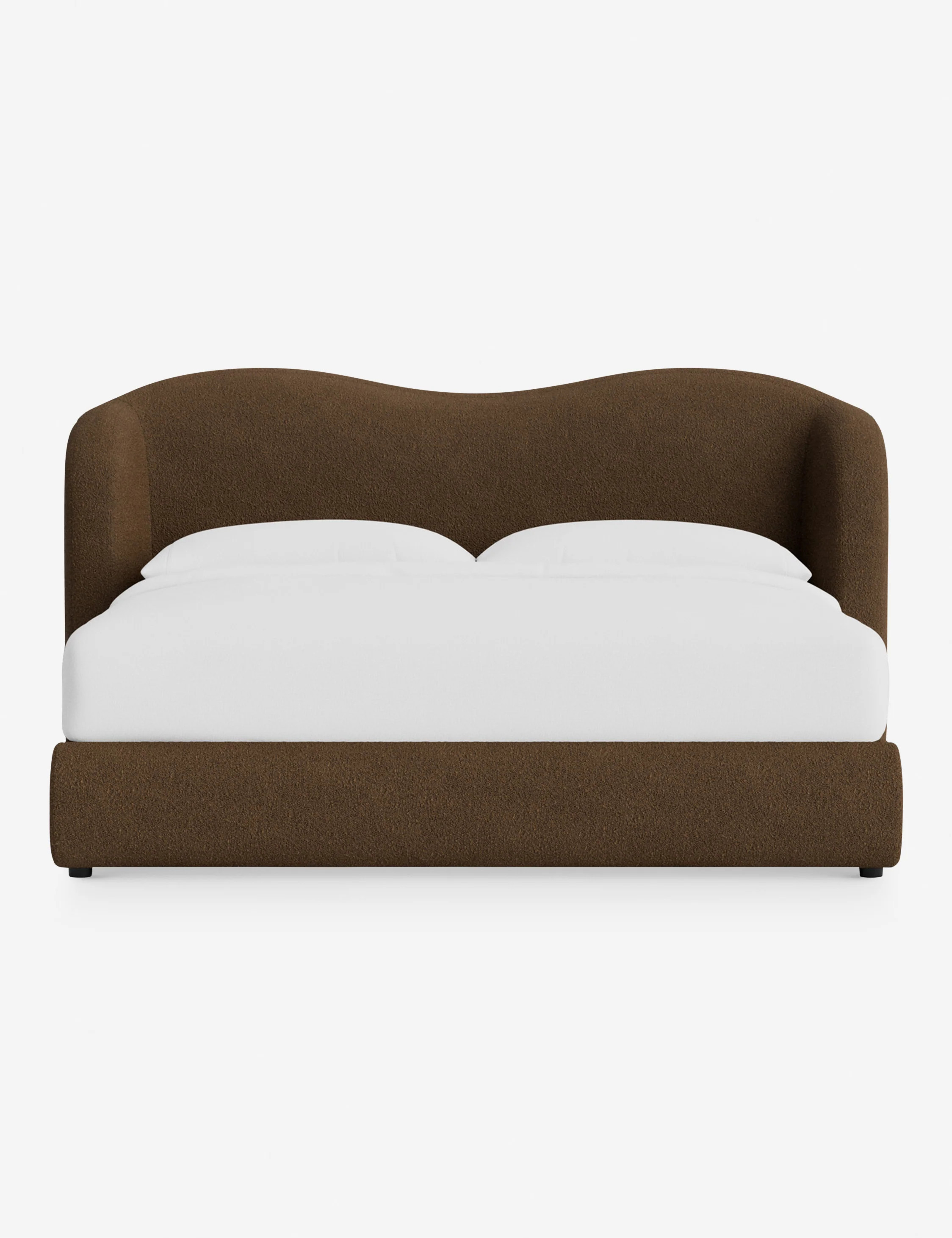 Shaw Platform Upholstered King Bed, Brown Luxe Boucle | Lulu and Georgia 