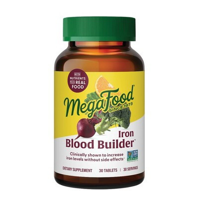 MegaFood Blood Builder Vegan Iron Supplement with Vitamin C, Iron Supplements for Women Tablets - 30ct | Target
