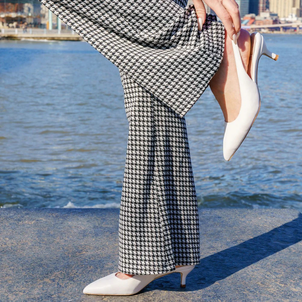 White Leather Slingback Kitten Heel | ALLY Shoes