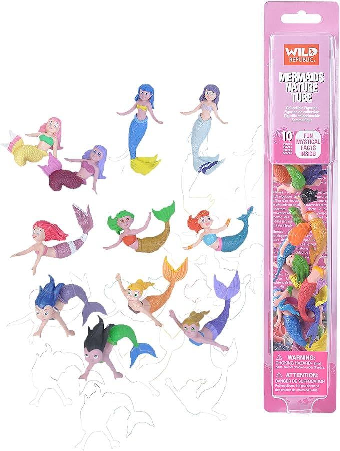 Wild Republic Mermaid Figurines Tube, Mermaid toys, Underwater, Sirens, Kids Gifts, 10-Piece | Amazon (US)