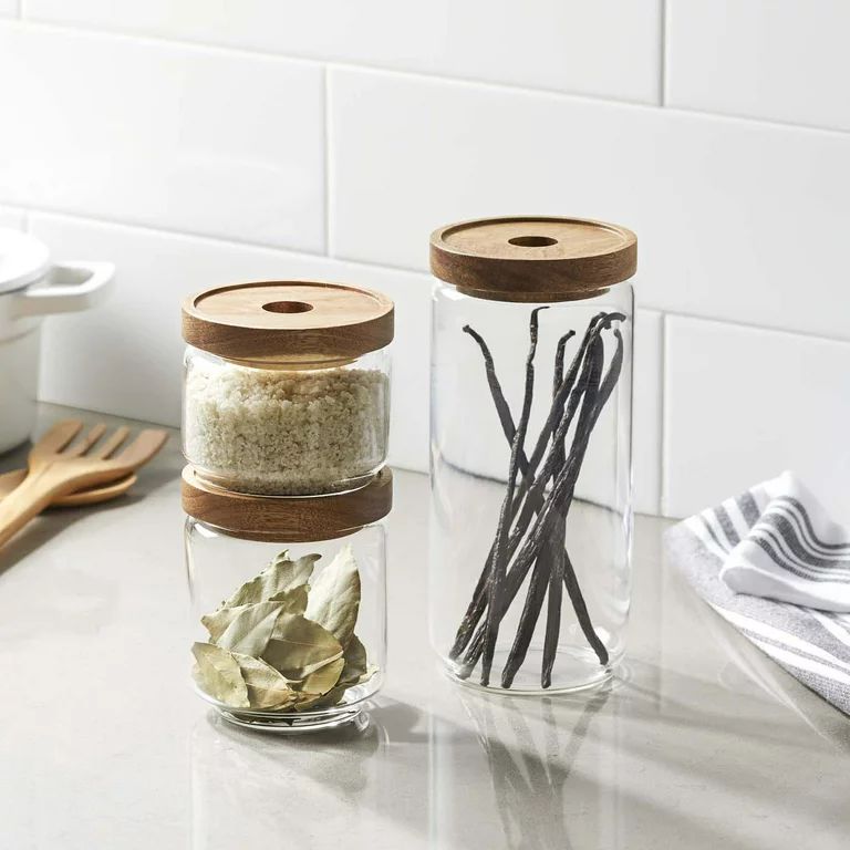 Better Homes & Gardens 3 Pieces Glass Canister Set with Acacia Wood Lids | Walmart (US)