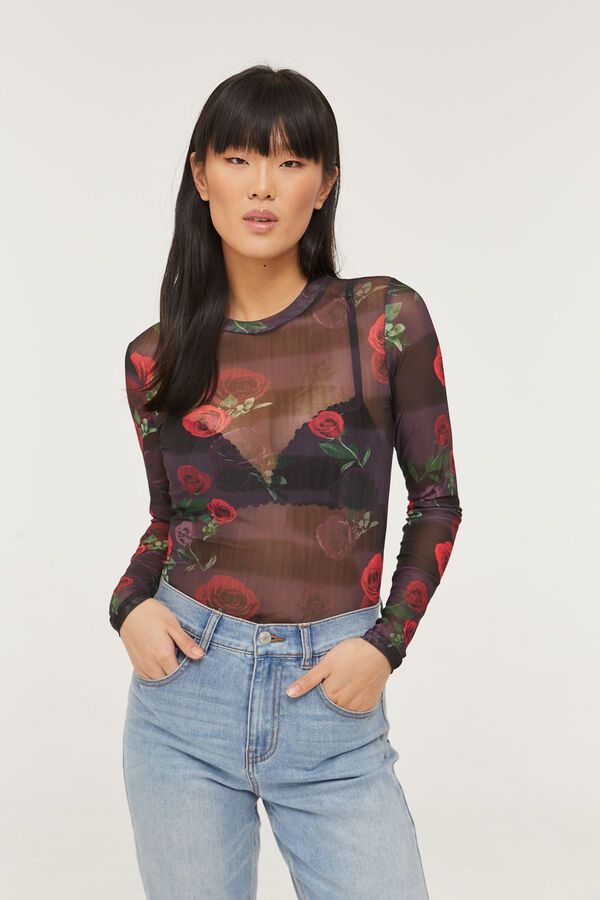 Sheer Mesh Floral Top | Ardene