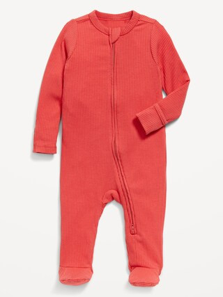 2-Way-Zip Sleep & Play Ribbed Footed One-Piece for Baby | Old Navy (US)
