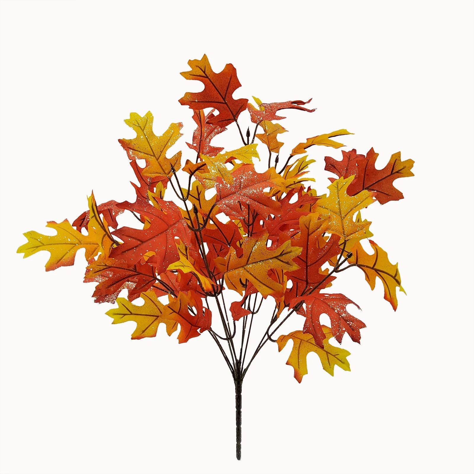 Mainstays Indoor Artificial Foliage Bush, Oak Leaves, Orange Color. Height 19 in | Walmart (US)
