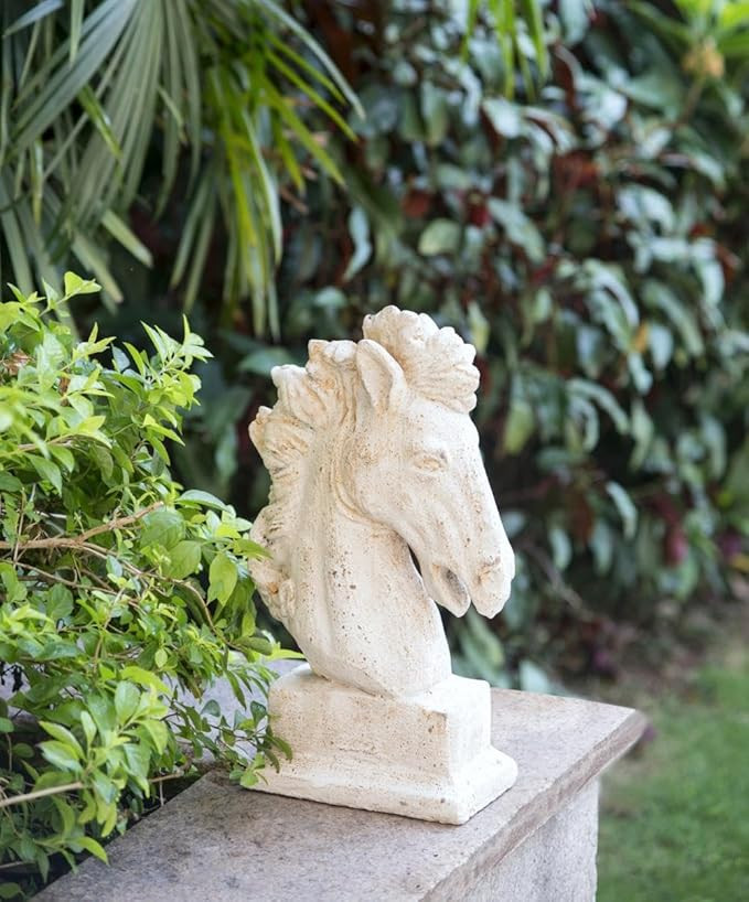 Cement Horse Head Sculpture, 15-Inch Rustic Garden Art Decor, Handcrafted Cement Figurine, Unique... | Amazon (US)