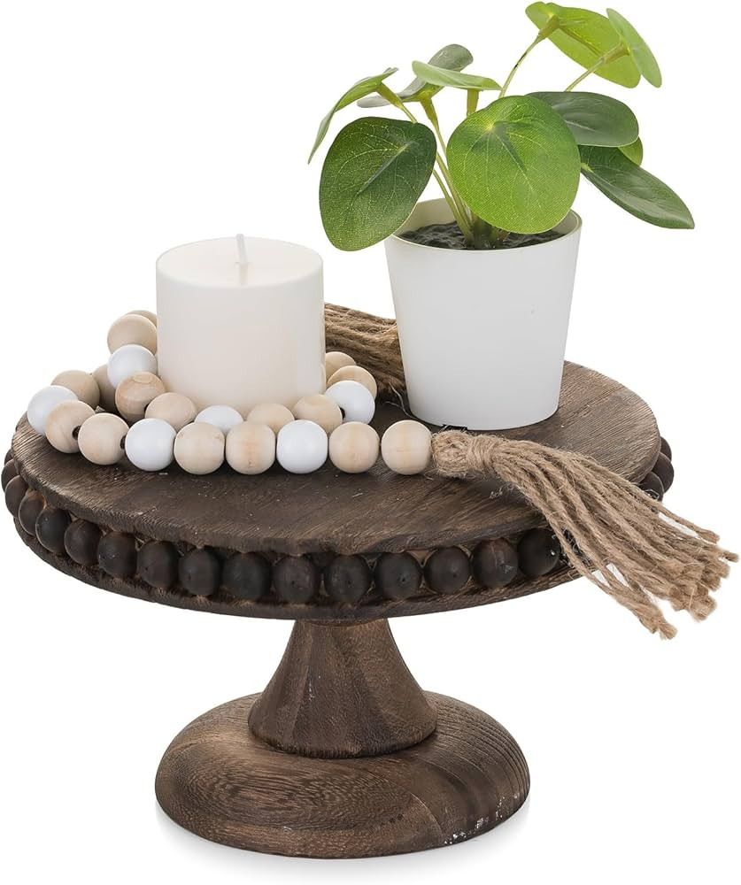 Hanobe Small Wood Cake Stand: Cupcake Pedestal Stand 8 inch Dessert Display Riser Distressed Rust... | Amazon (US)