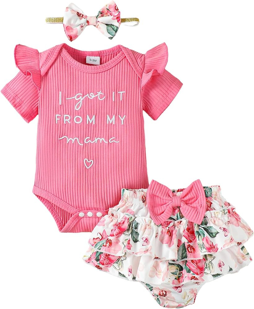 Mioglrie Newborn Infant Baby Girl Clothes Romper Shorts Set Floral Summer Outfits Cute Baby Cloth... | Amazon (US)