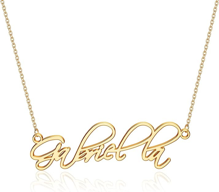 MONOZO Name Necklace Personalized, 14K Gold Filled Name Necklace Girls Dainy Nameplate Necklace P... | Amazon (US)