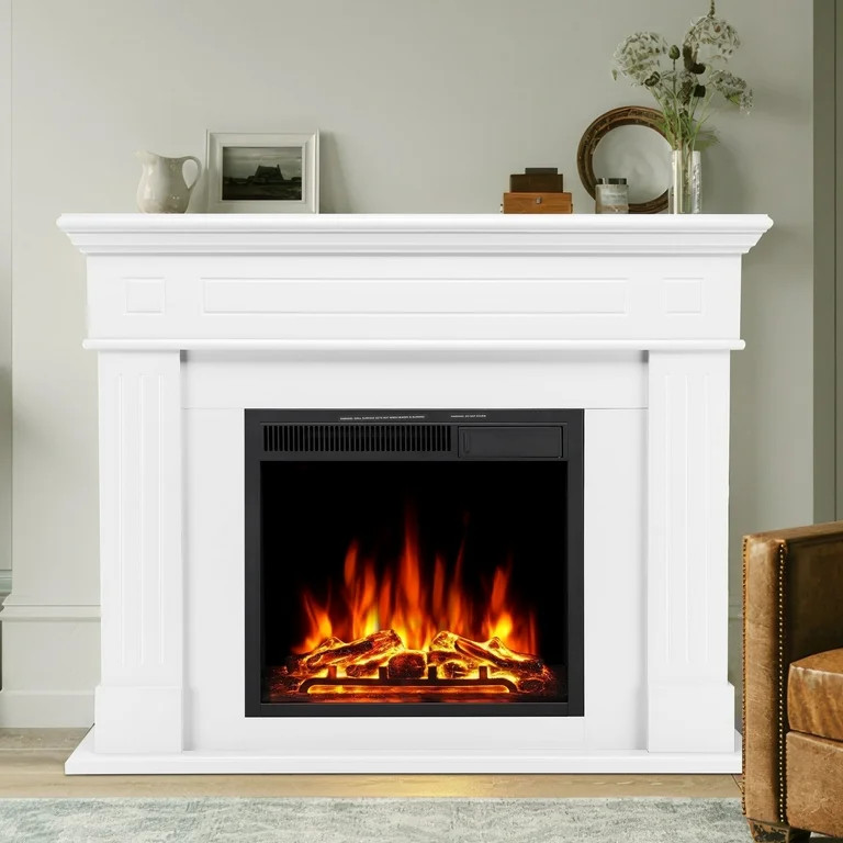 KISSAIR Electric Fireplace Mantel Package Wooden Surround Firebox Electric Fireplace Heater with ... | Walmart (US)