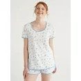 Joyspun Women's Cotton Blend T-Shirt and Shorts Pajama Set, 2-Piece, Sizes S to 3X | Walmart (US)