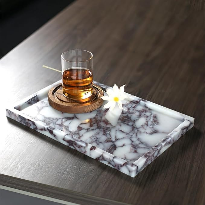 Real Luxurious Natural Marble Vanity Tray Genuine Marble Storage Tray for Home Decor Stone Tray f... | Amazon (US)