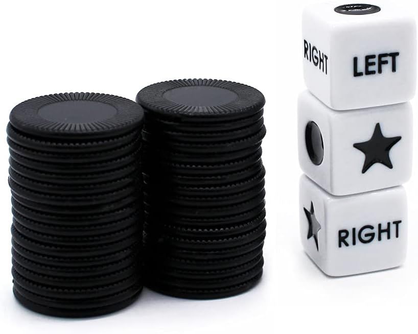 Annietfr Left Right Center Dice Game Set with 3 Dices + 36Chips (Black) | Amazon (US)