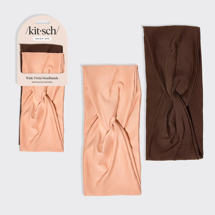 Rosewood Wide Twist Headbands 2pc Set | KITSCH | Kitsch