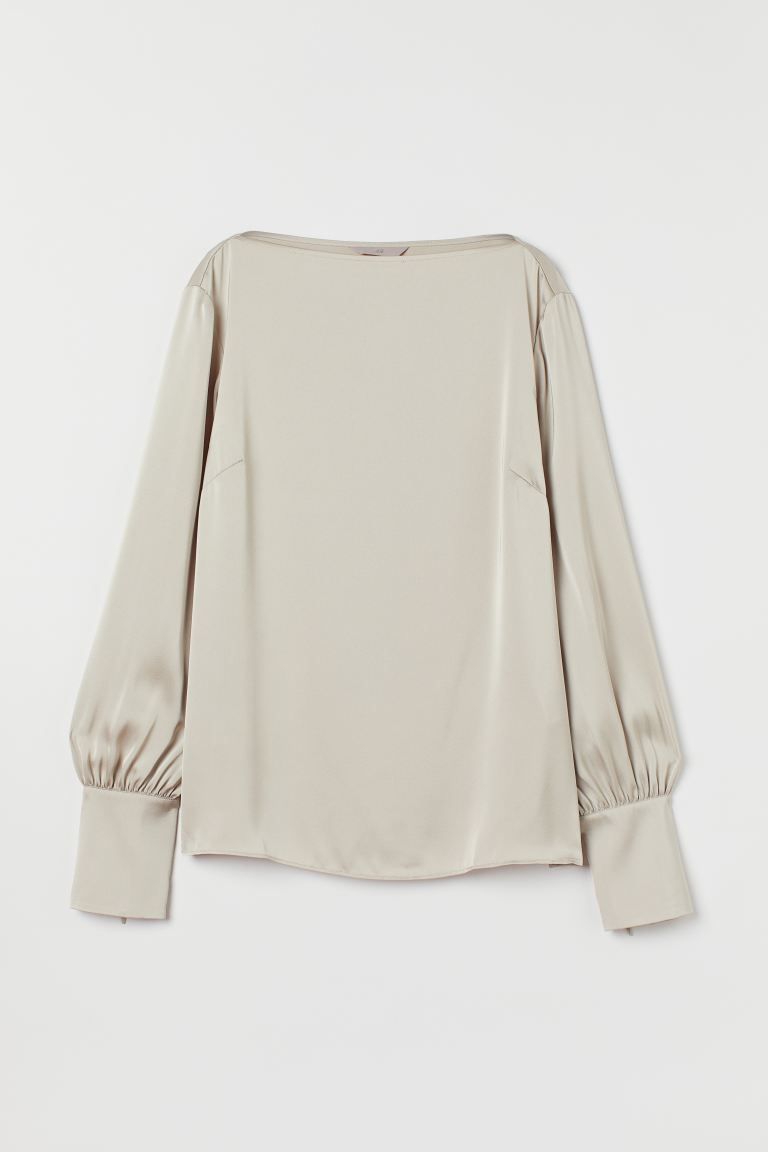 Boat-necked Satin Blouse | H&M (US + CA)