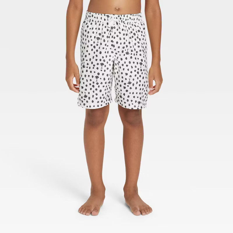 Boys' Palm Dot Swim Shorts - Cat & Jack™ White | Target