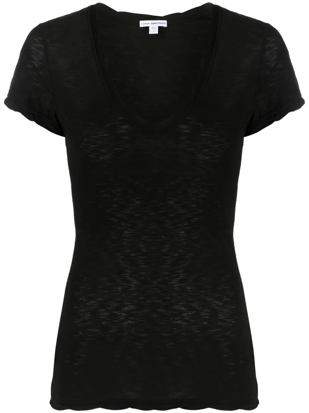 James Perse - Camiseta de algodão gola U - mulher - algodão - 0 - Preto | Farfetch (BR)