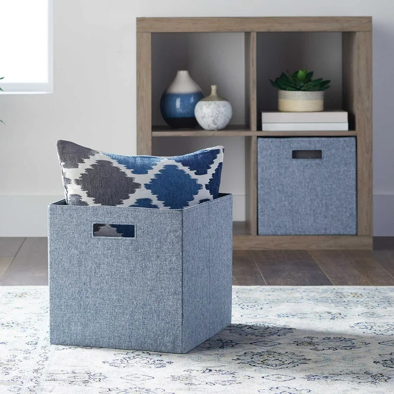 Better Homes & Gardens 12.75" Fabric Cube Storage Bin, Indigo - Walmart.com | Walmart (US)