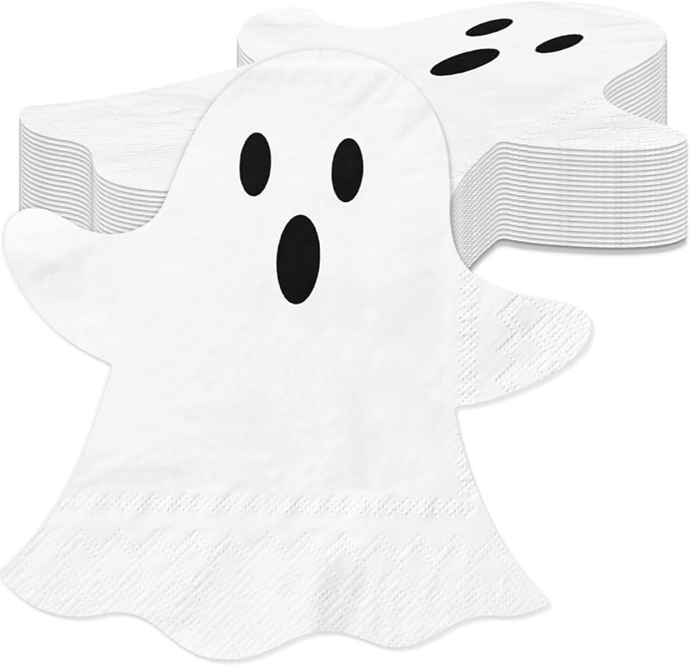 Halloween Ghost Napkins, 48Pcs White Ghost Party Decor Cute Ghost Napkins Boo Paper Napkin for Ha... | Amazon (US)