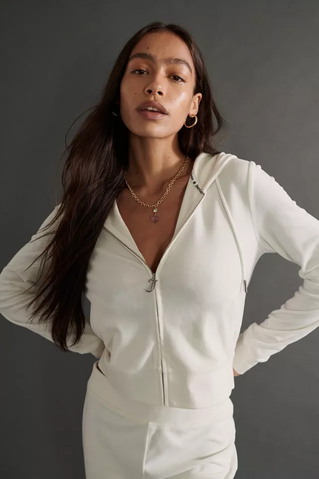 Juicy Couture Embellished Velour Zip-Up Hoodie Track Jacket | Urban Outfitters (US and RoW)