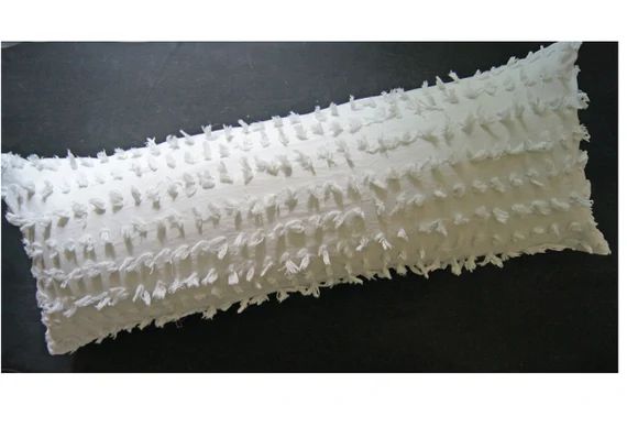Chenille Fringe Pillow Lumbar Pillow Cover White Textured | Etsy | Etsy (US)