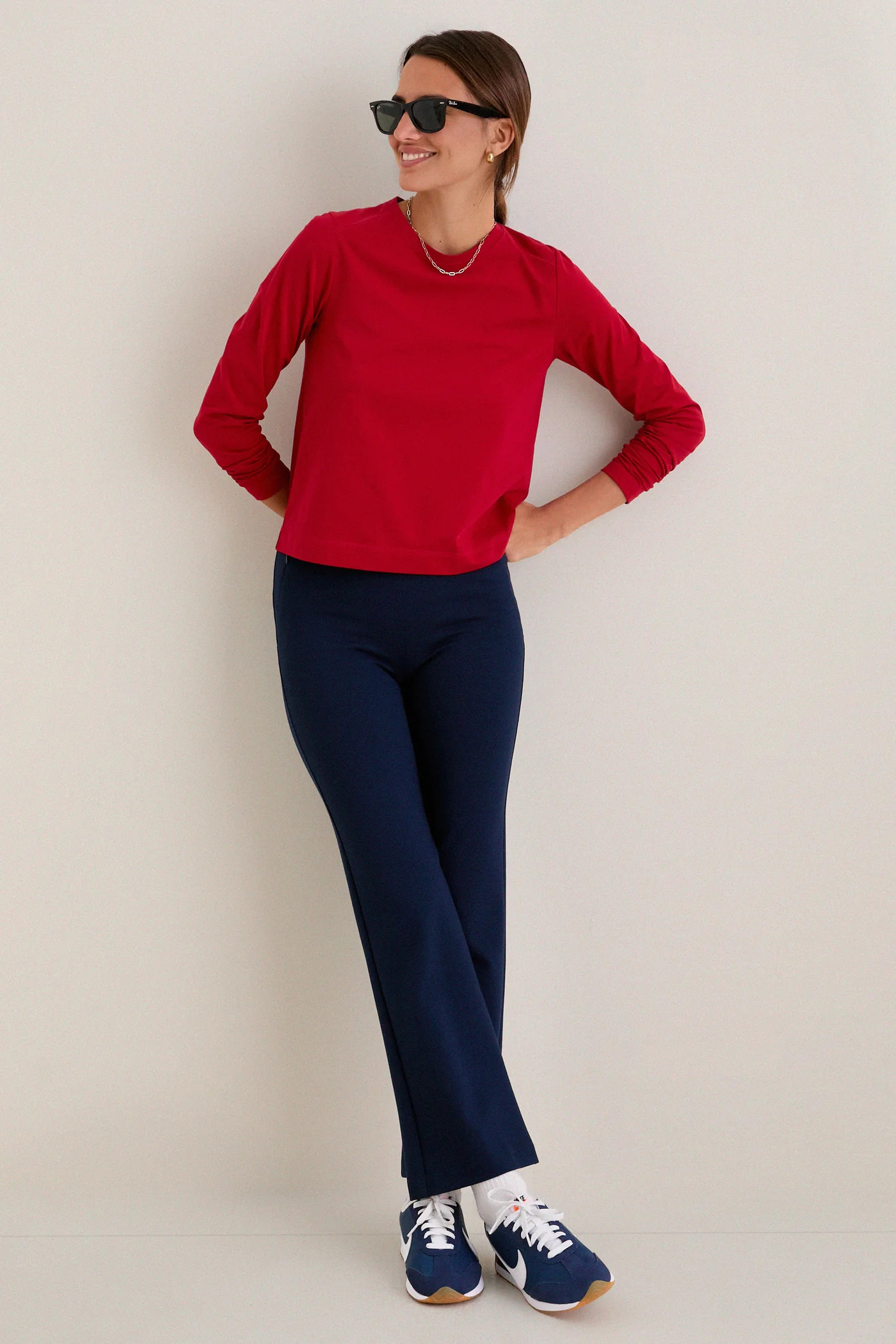 Red Long Sleeve Performance Cotton Sasha Tee | Tuckernuck (US)