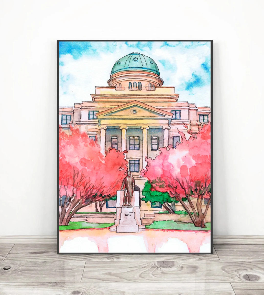 Texas a&m university Watercolor Painting Print,College Station Cityscape  Landscape, Travel Poste... | Etsy (US)