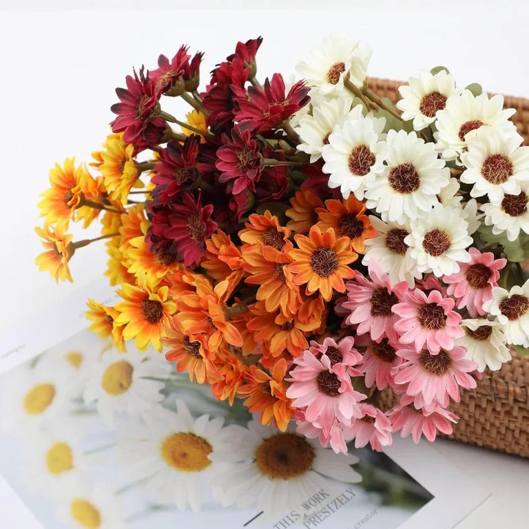 Funsdecor Artificial Mums for Outdoors, Artificial Sunset Mums, Fall Eucalyptus Flowers - UV Resi... | Walmart (US)